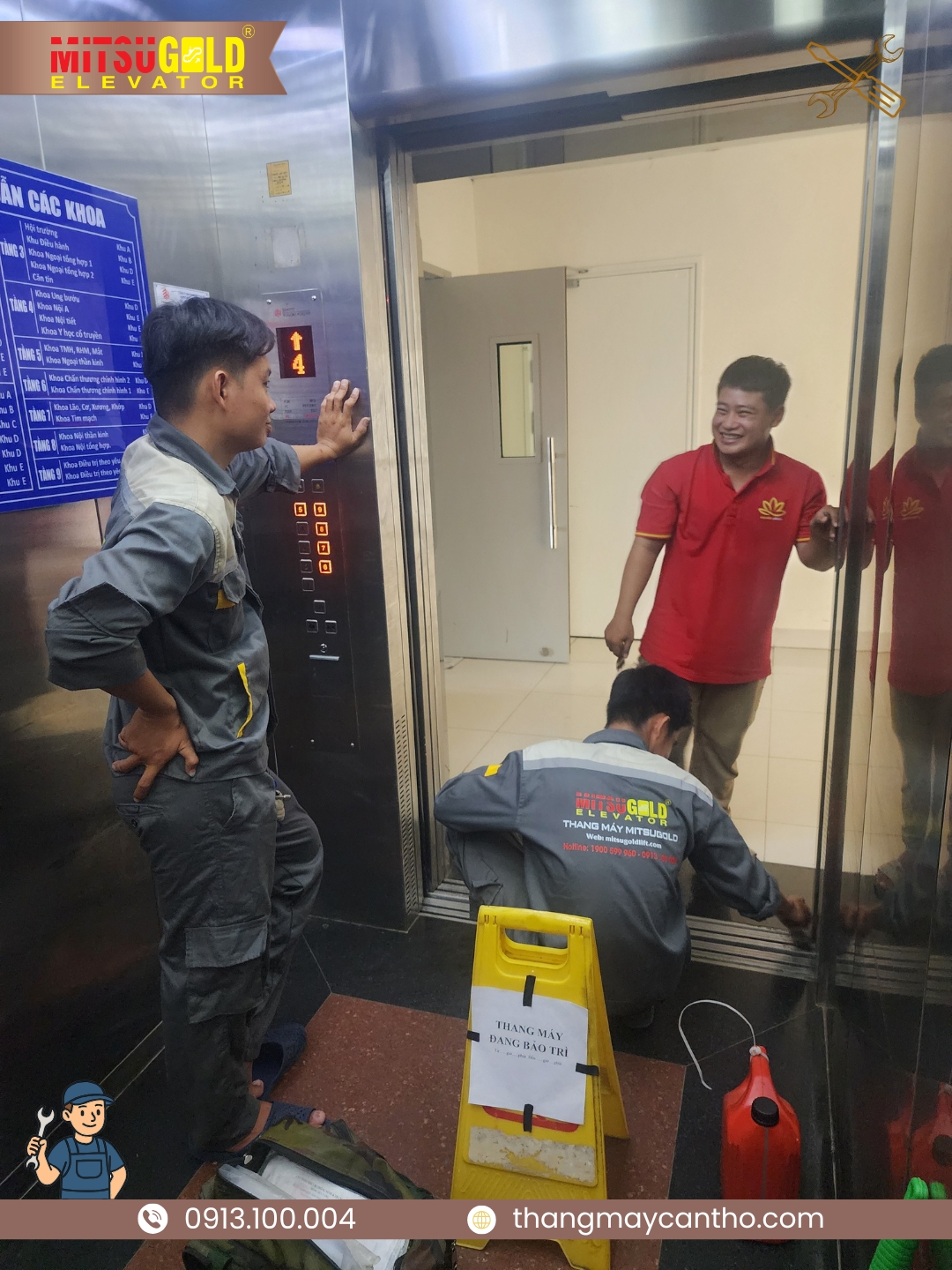 thi cong thang may, thang may Can Tho, bao tri thang may, sua chua thang may